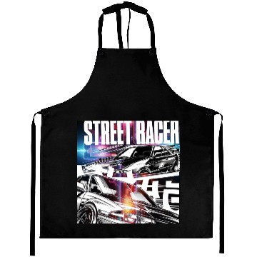 Discover Neon Street Racer Illustration Aprons
