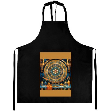 Discover Intricate Floral Mandala Clock Design Aprons