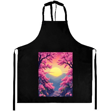 Discover Cherry Blossom Sunset Path Aprons