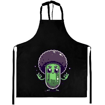 Discover Whimsical Broccoli with Afro Hair Aprons