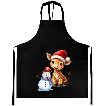 Discover Festive Giraffe and Snowman Holiday Design Aprons