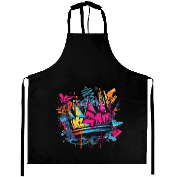 Discover Vibrant Graffiti Crown Design Aprons