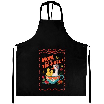 Discover Motherly Swan and Ducklings Tea Humor Aprons