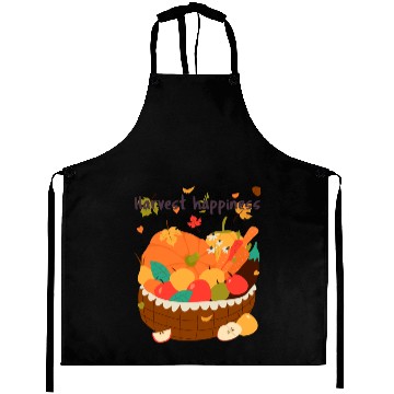 Discover Harvest Happiness Fall Produce Illustration Aprons