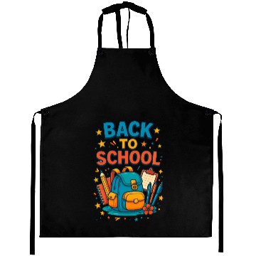 Discover Colorful Back to School Backpack Design Aprons