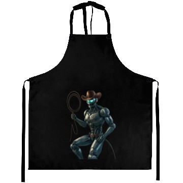 Discover Robot Cowboy – Futuristic Sci-Fi Western Artwork Aprons