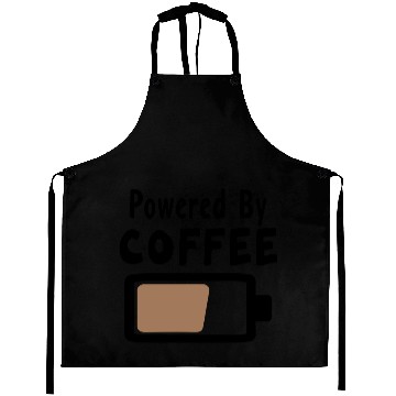 Discover Powered By Coffee – Coffee Statement Saying Aprons