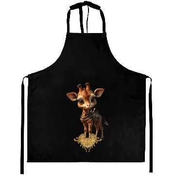 Discover Whimsical Giraffe with Steampunk Accessories Aprons