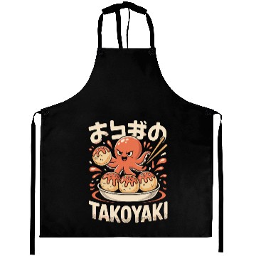 Discover Octopus Serving Takoyaki Illustration Aprons
