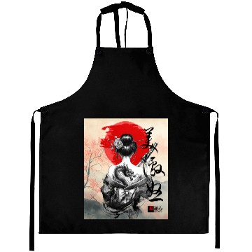 Discover Geisha with Dragon Back Tattoo Aprons