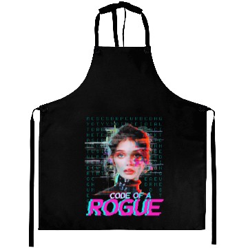 Discover Futuristic Digital Rogue Illustration Aprons