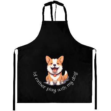 Discover Joyful Corgi Playfulness Design Aprons