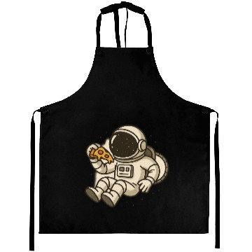 Discover Cute Astronaut Eating Pizza Illustration Aprons