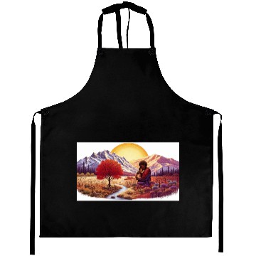 Discover Serene Mountain Autumn Landscape Aprons