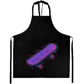 Discover Neon Retro Skateboard Design Aprons