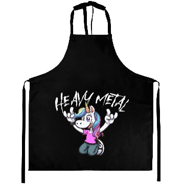 Discover Vibrant Unicorn Rock Hand Design heavy Metal Aprons
