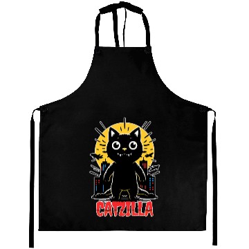 Discover Nighttime City Monster Catzilla Design Aprons