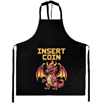 Discover Pixel Art Retro Dragon Insert Coin Design Aprons