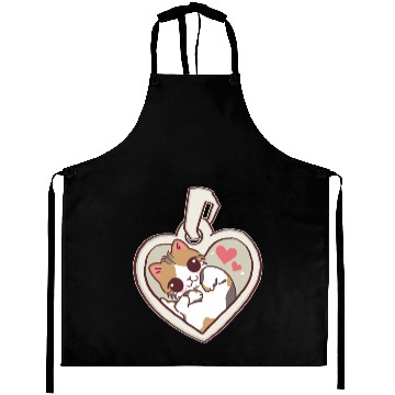 Discover Kawaii Calico Cat Heart Locket Aprons