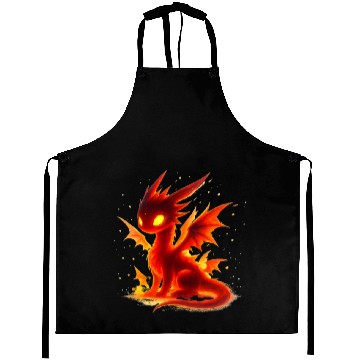 Discover Luminous Fire Dragon Illustration Aprons