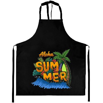 Discover Aloha Summer Tropical Design Aprons