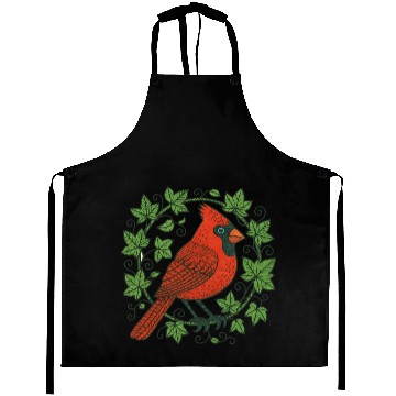 Discover Vibrant Cardinal Amidst Ivy Leaves Aprons