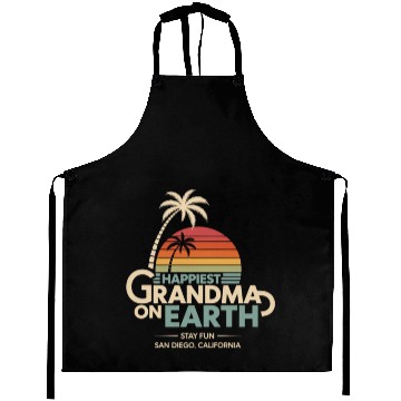 Discover Happiest Grandma on Earth Sunset Design Aprons