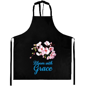 Discover Cherry Blossom Bloom with Grace Text Aprons