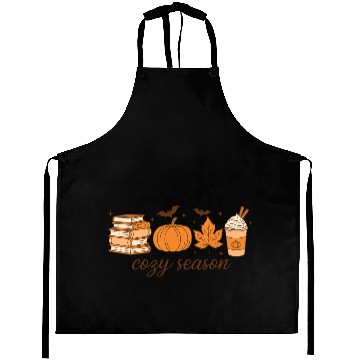 Discover Cozy Season Pumpkin Latte Halloween Books & Leaves Aprons