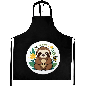 Discover Adorable Sloth with Bee and Flower Motif Aprons