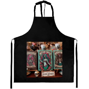 Discover Colorful Sugar Skull Mermaid Design Aprons