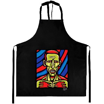 Discover Expressive Neon Abstract Portrait Aprons