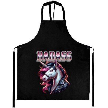 Discover Unicorn Badass Leather Jacket Design Aprons