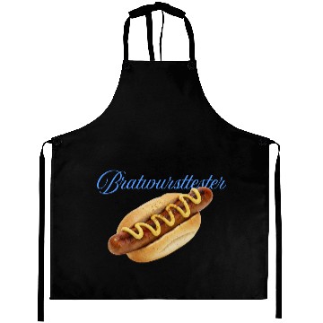 Discover Hot Dog with Mustard Illustration Aprons