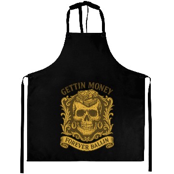 Discover Skull with Money and Wealth Theme Aprons