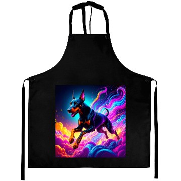 Discover Neon Doberman Illustration Aprons