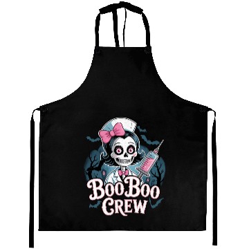 Discover Gothic Nurse Skeleton with BooBoo Crew Text Aprons