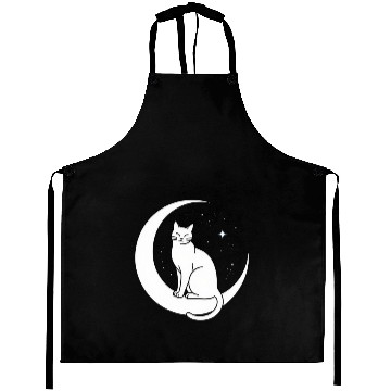 Discover Magical Cat on Crescent Moon "Aniverse Cats" Aprons