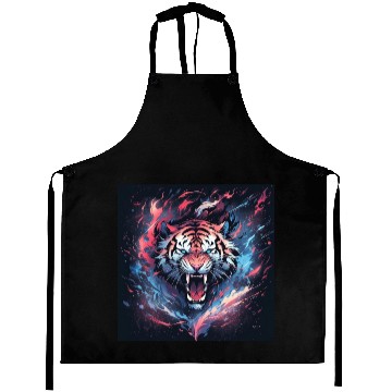 Discover Vivid Neon Tiger Burst Aprons