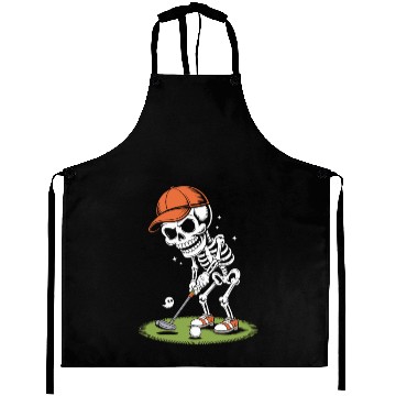 Discover Playful Skeleton Golfer with Cap Aprons