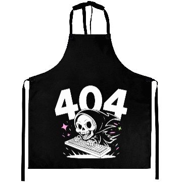 Discover Skull Cartoon Emergency 404 Error Design Aprons