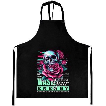 Discover Vivid Skull with Roses Neon Artwork Aprons
