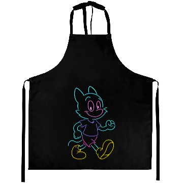 Discover Colorful Neon Cat Running Design Aprons