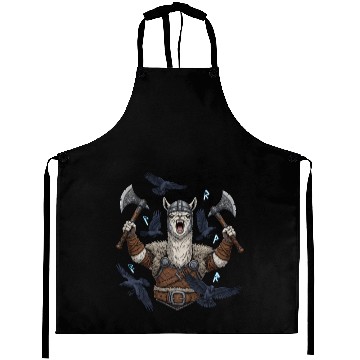 Discover Viking Alpaca Warrior Illustration Aprons