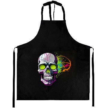 Discover Neon Graffiti Skull Artwork Aprons