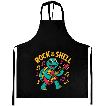 Discover Cute Turtle Rock Guitar Design Aprons