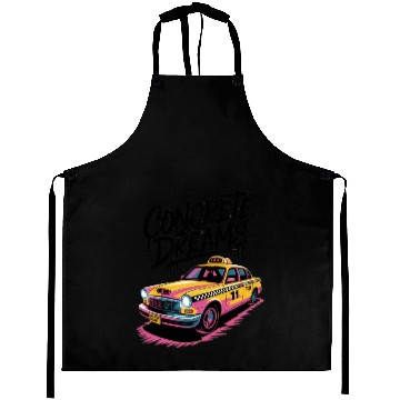 Discover Vibrant Taxi Dreams Illustration Aprons