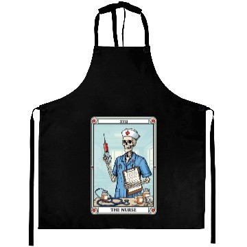 Discover Skeleton Nurse Tarot Card Halloween Aprons
