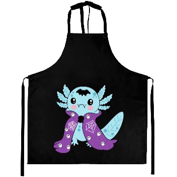Discover Cute Blue Vampire Axolotl Aprons