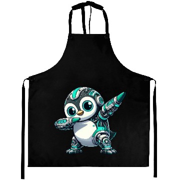 Discover Futuristic penguin robot cyborg technology AI Aprons